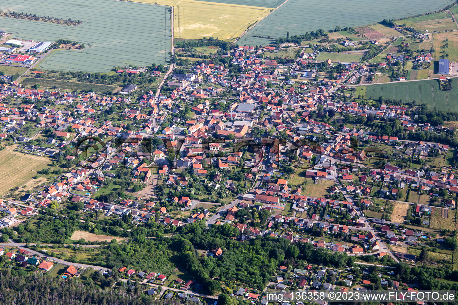 Vue aérienne de Du sud à le quartier Rieder in Ballenstedt dans le département Saxe-Anhalt, Allemagne