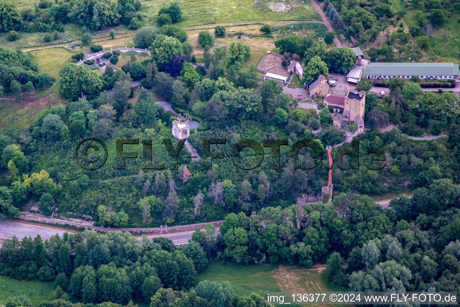 Vue aérienne de Parc Roseburg à le quartier Rieder in Ballenstedt dans le département Saxe-Anhalt, Allemagne