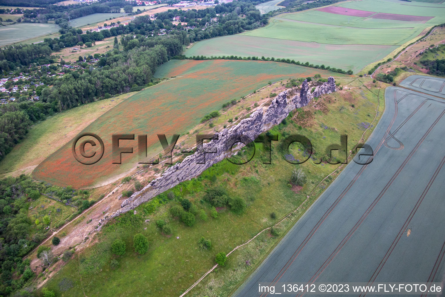 Photographie aérienne de Mur du Diable (Königsstein) à le quartier Weddersleben in Thale dans le département Saxe-Anhalt, Allemagne