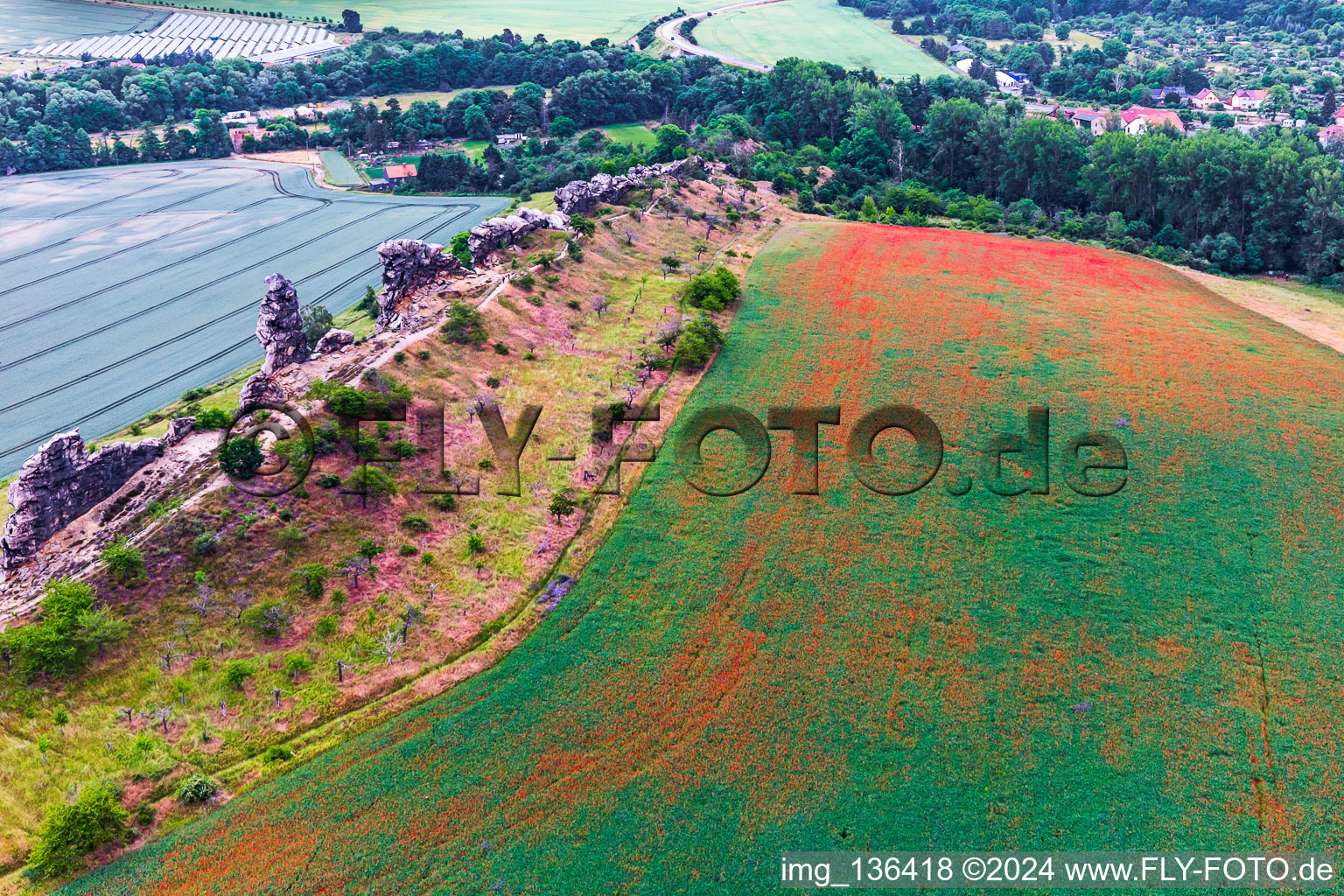 Mur du Diable (Königsstein) à le quartier Weddersleben in Thale dans le département Saxe-Anhalt, Allemagne vue d'en haut