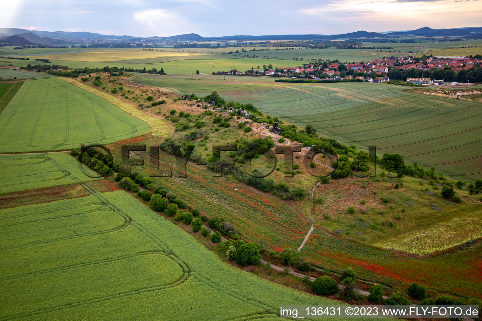 Photographie aérienne de Mur du diable de Warnstedt à le quartier Warnstedt in Thale dans le département Saxe-Anhalt, Allemagne
