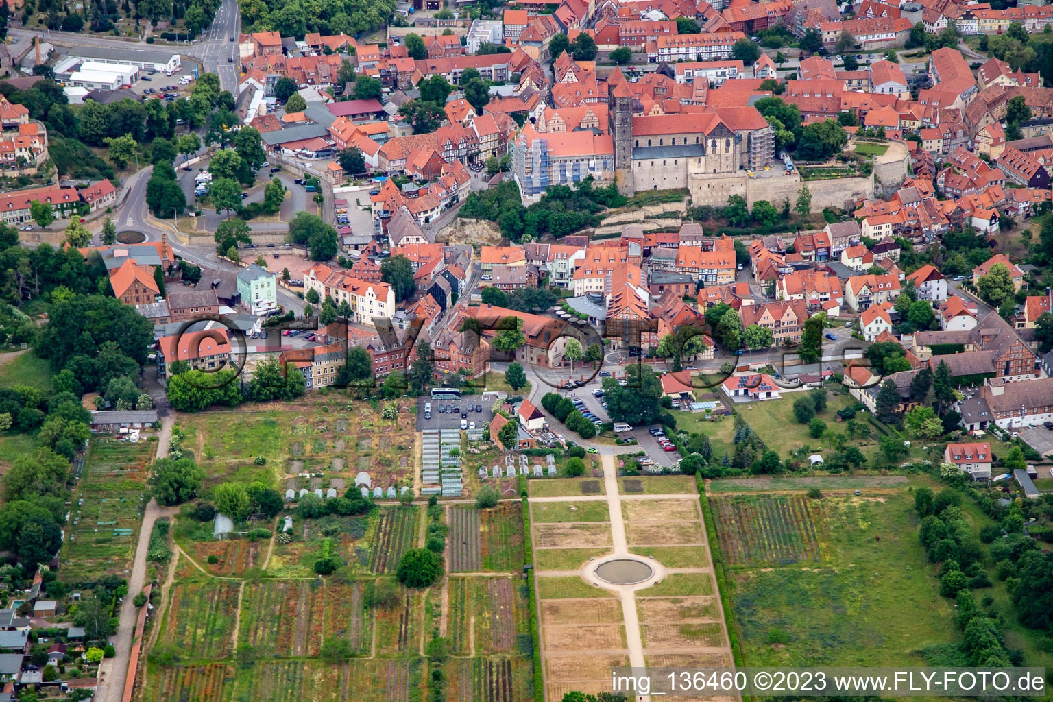 Photographie aérienne de Collégiale Saint-Servatii à Quedlinburg dans le département Saxe-Anhalt, Allemagne