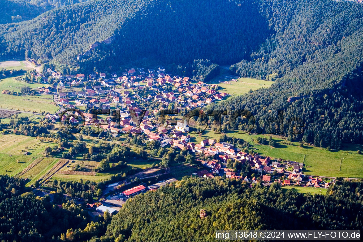 Vue aérienne de Schindhard dans le département Rhénanie-Palatinat, Allemagne