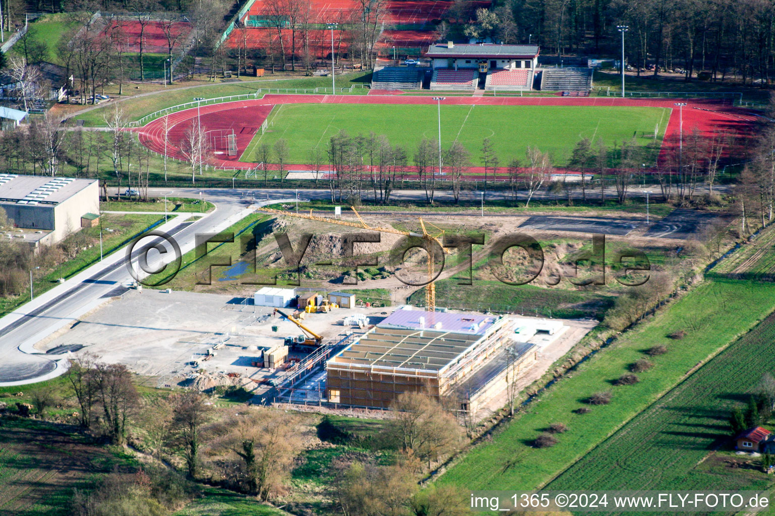 Photographie aérienne de Chantier de construction d'une salle polyvalente à Kandel dans le département Rhénanie-Palatinat, Allemagne