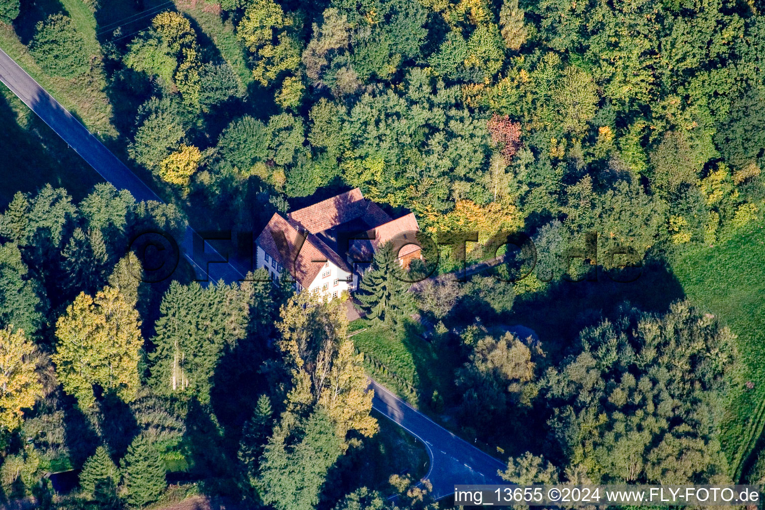 Vue aérienne de Hahnenhof à Oberschlettenbach dans le département Rhénanie-Palatinat, Allemagne