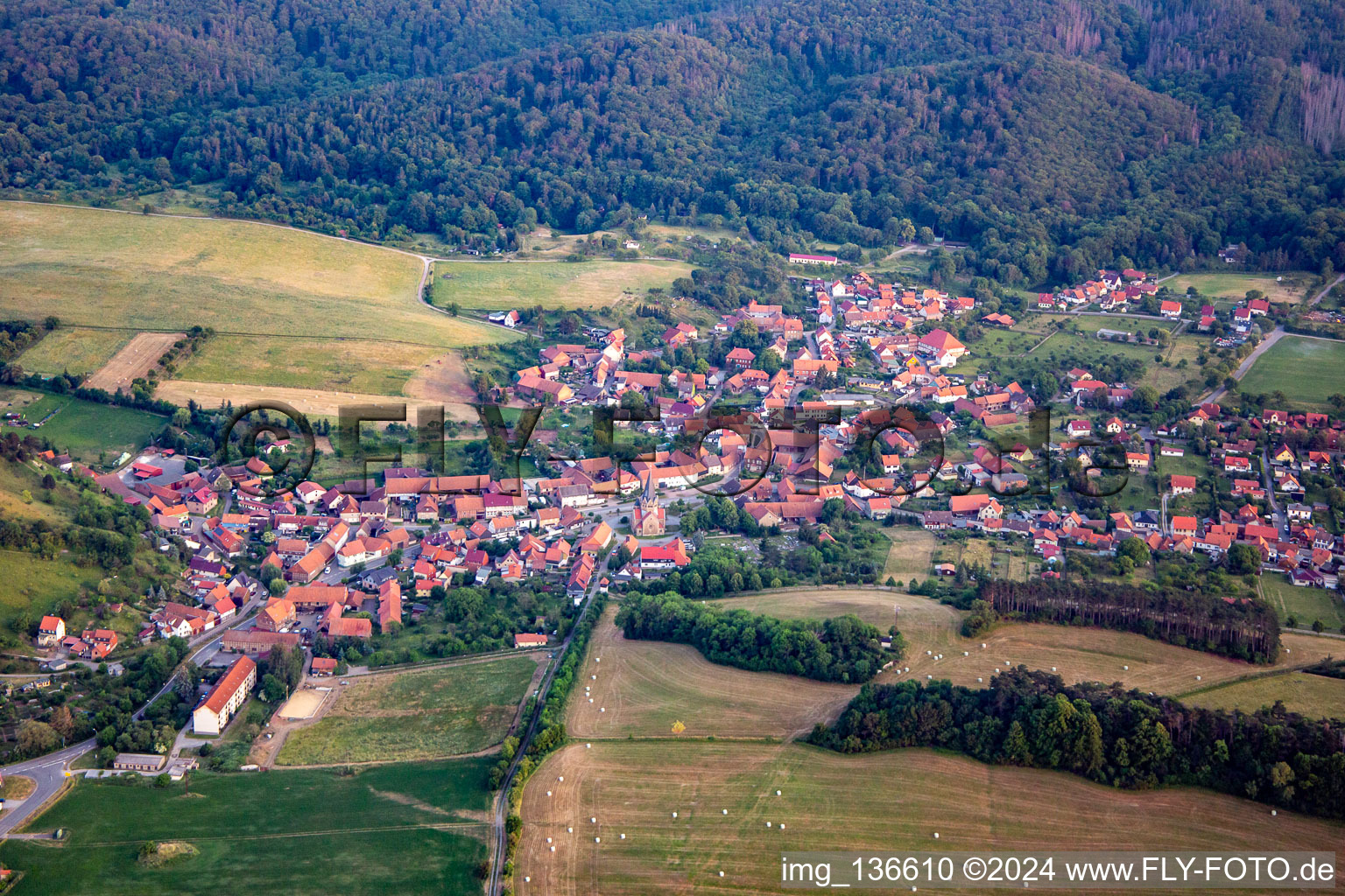 Vue aérienne de Du nord à le quartier Benzingerode in Wernigerode dans le département Saxe-Anhalt, Allemagne