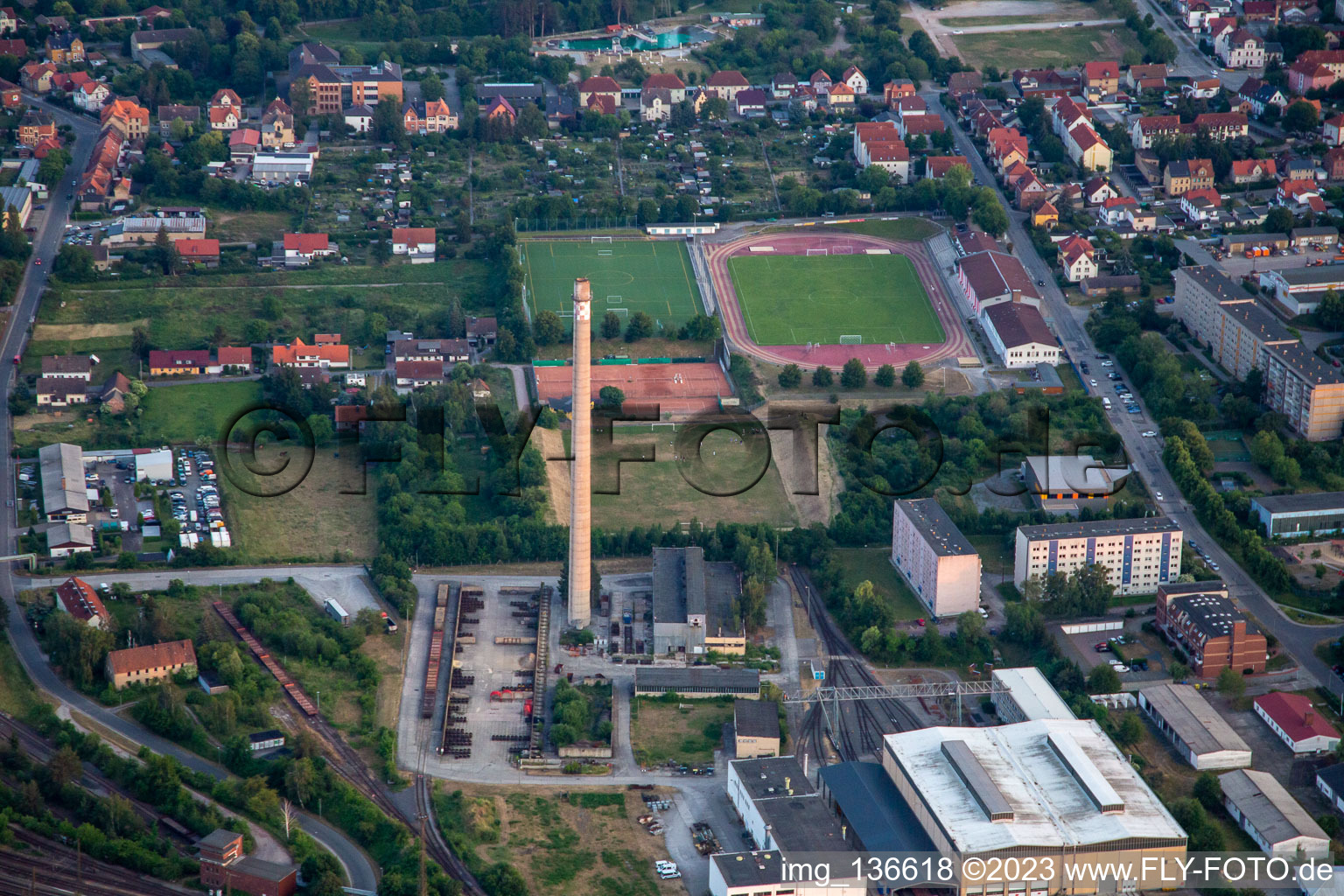 Vue aérienne de Cheminée à Blankenburg dans le département Saxe-Anhalt, Allemagne