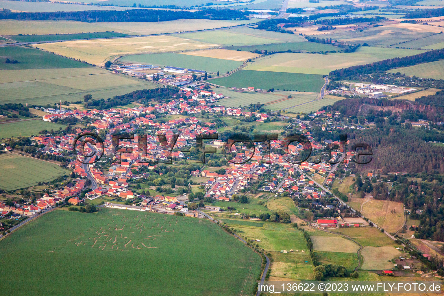 Vue aérienne de De l'ouest à le quartier Westerhausen in Thale dans le département Saxe-Anhalt, Allemagne