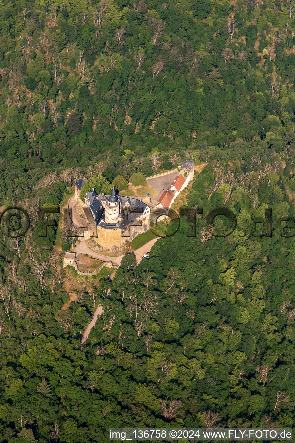 Château Falkenstein (Résine) à le quartier Pansfelde in Falkenstein dans le département Saxe-Anhalt, Allemagne vue du ciel