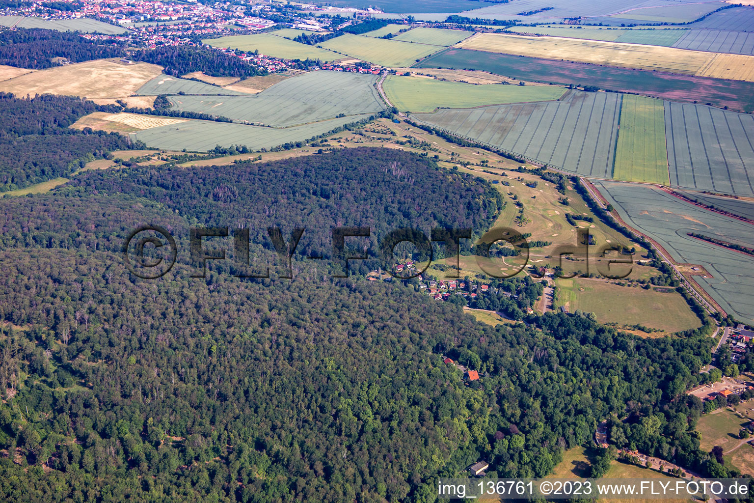 Vue aérienne de Club de golf Château Meisdorf eV à le quartier Meisdorf in Falkenstein dans le département Saxe-Anhalt, Allemagne