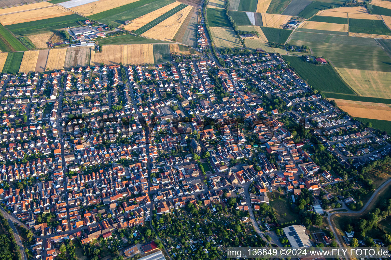 Vue aérienne de Rue de Mannheim à Otterstadt dans le département Rhénanie-Palatinat, Allemagne