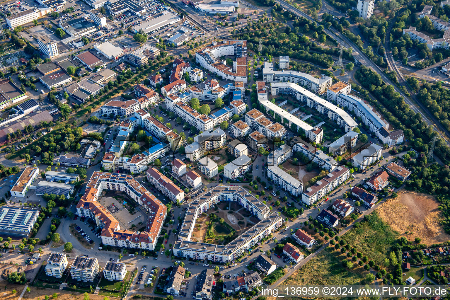 Vue oblique de Bague Ida Dehmel à le quartier Käfertal in Mannheim dans le département Bade-Wurtemberg, Allemagne