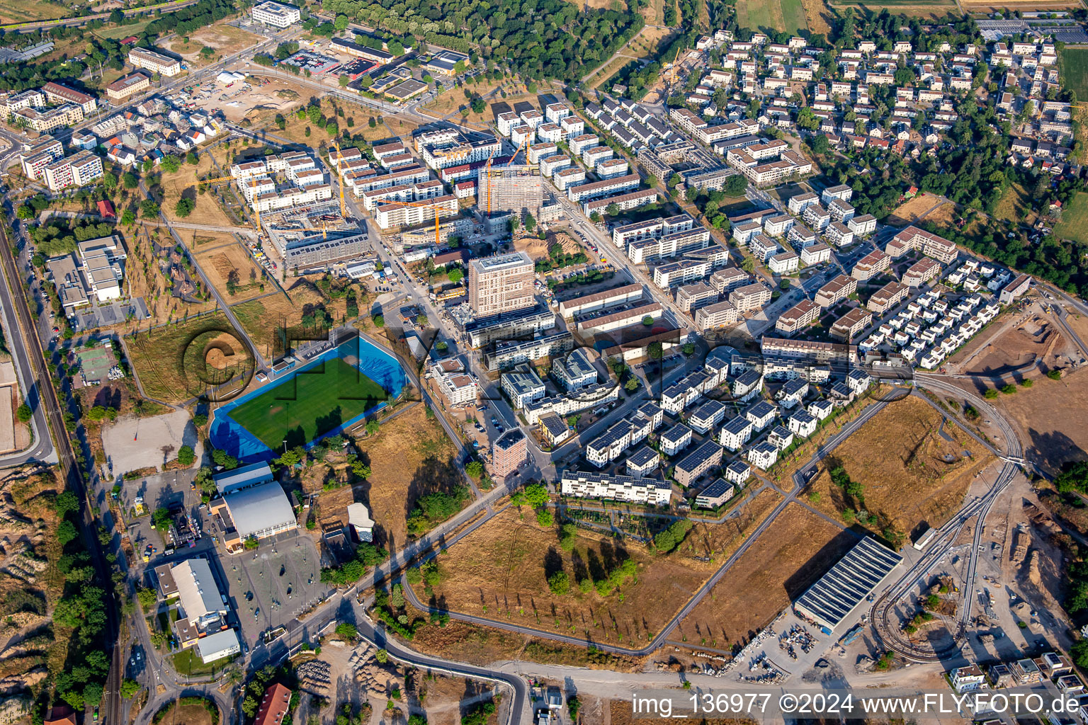 Vue aérienne de Rue George Washington à le quartier Käfertal in Mannheim dans le département Bade-Wurtemberg, Allemagne