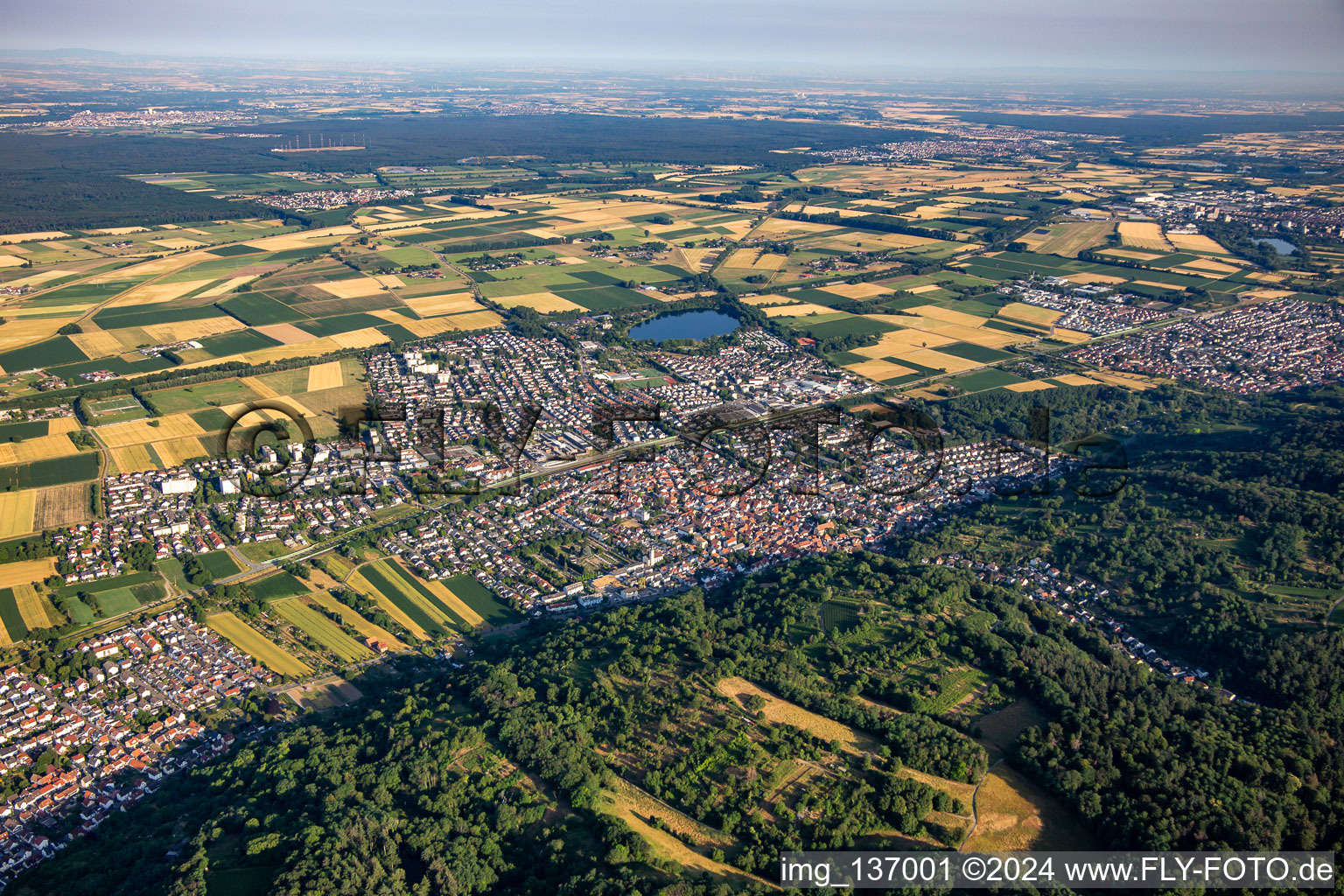 Vue aérienne de Du sud-est à Hemsbach dans le département Bade-Wurtemberg, Allemagne