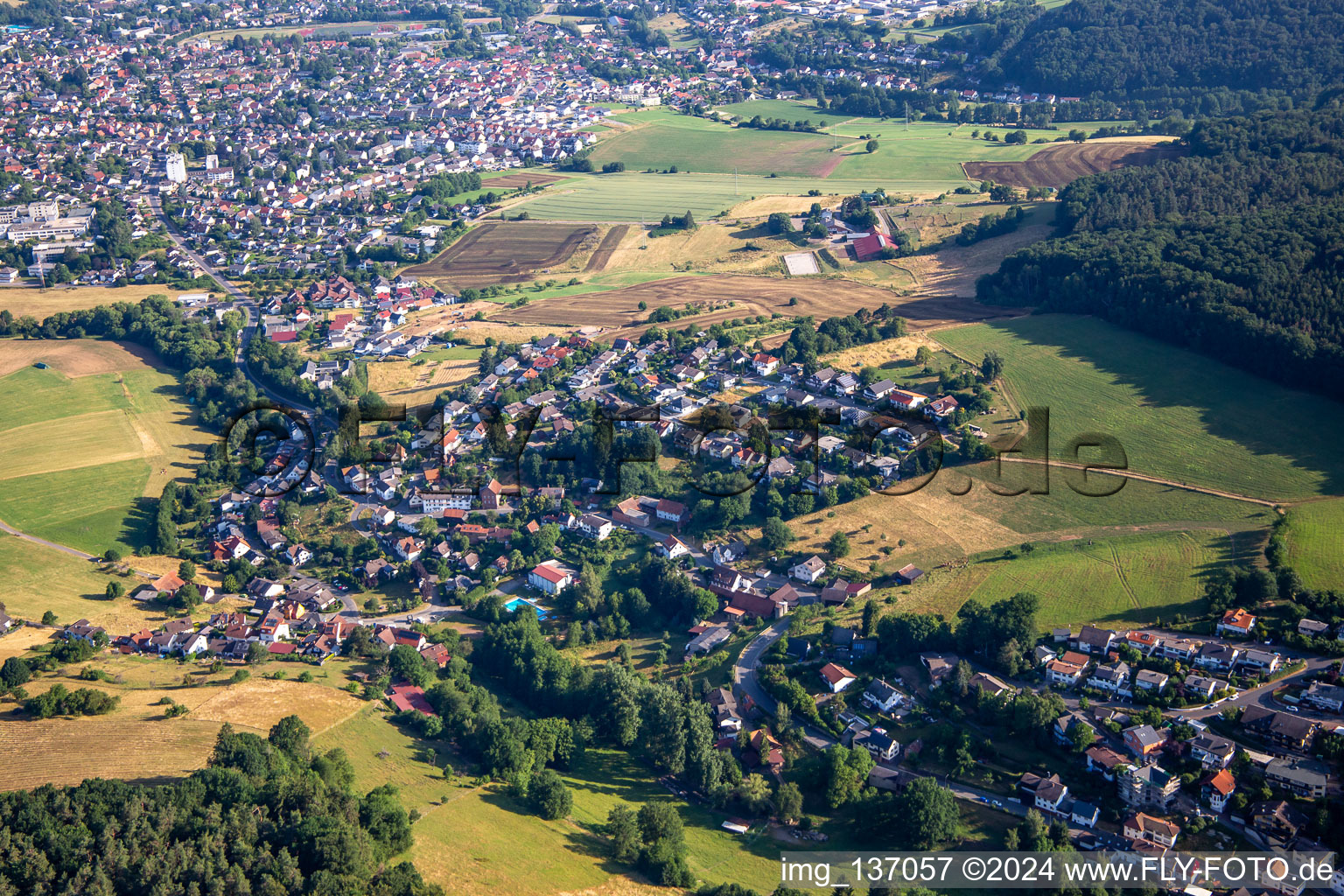 Erbach dans le département Hesse, Allemagne vue d'en haut