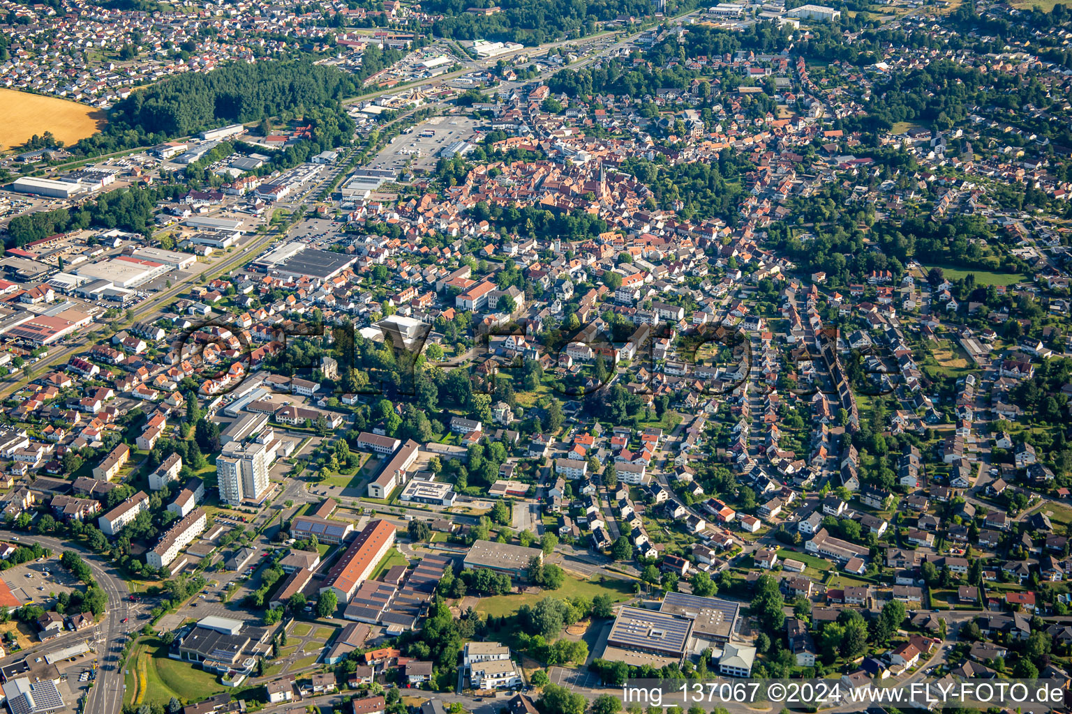 Vue aérienne de Aperçu général à le quartier Stockheim in Michelstadt dans le département Hesse, Allemagne