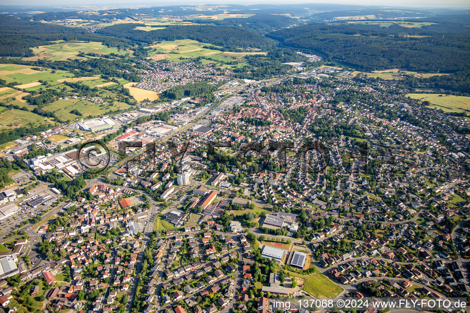 Vue aérienne de Aperçu général à le quartier Stockheim in Michelstadt dans le département Hesse, Allemagne