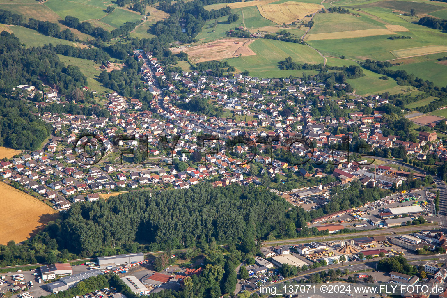 Vue aérienne de Quartier Steinbach in Michelstadt dans le département Hesse, Allemagne