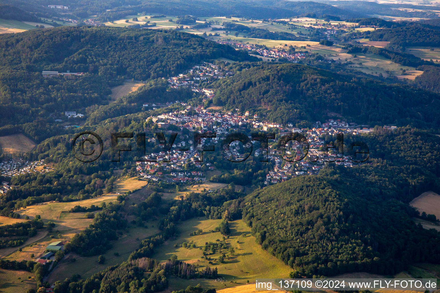 Vue aérienne de Du sud à Lindenfels dans le département Hesse, Allemagne