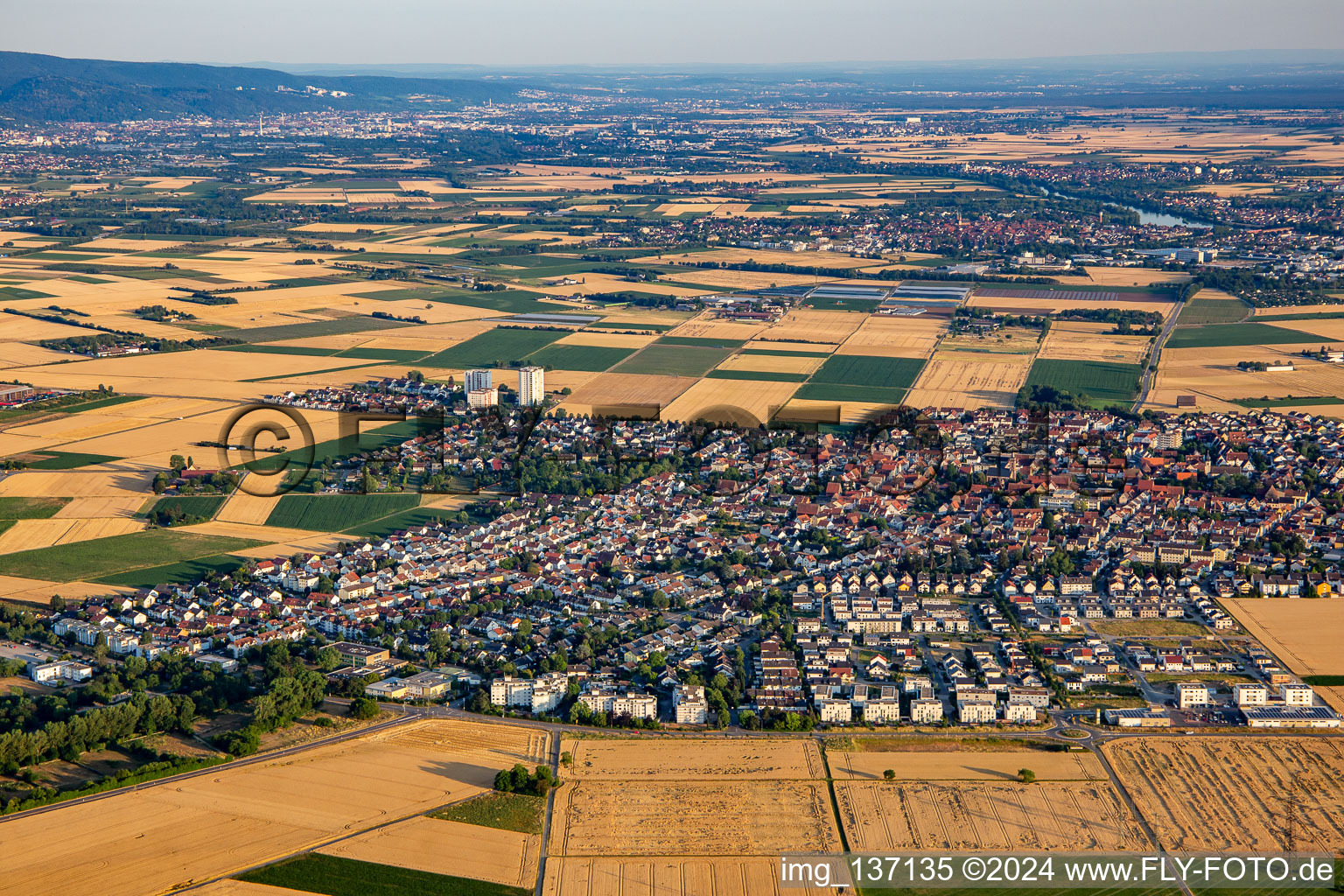 Vue aérienne de Du nord-ouest à Heddesheim dans le département Bade-Wurtemberg, Allemagne