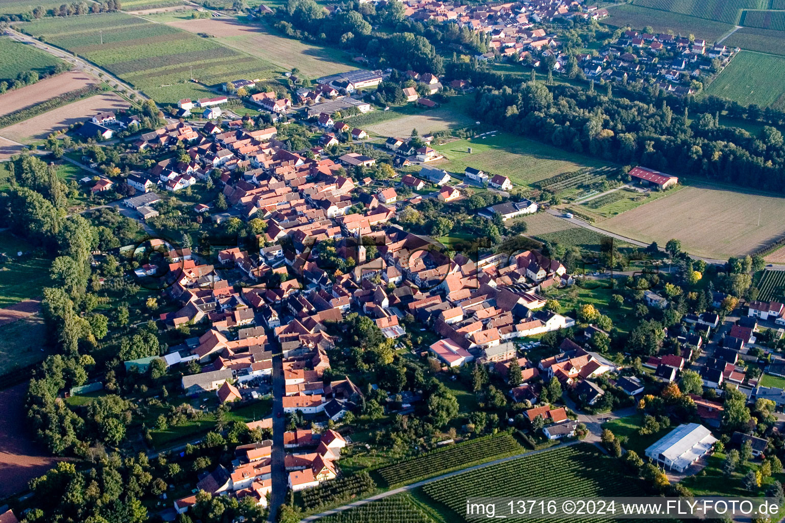 Quartier Heuchelheim in Heuchelheim-Klingen dans le département Rhénanie-Palatinat, Allemagne d'en haut