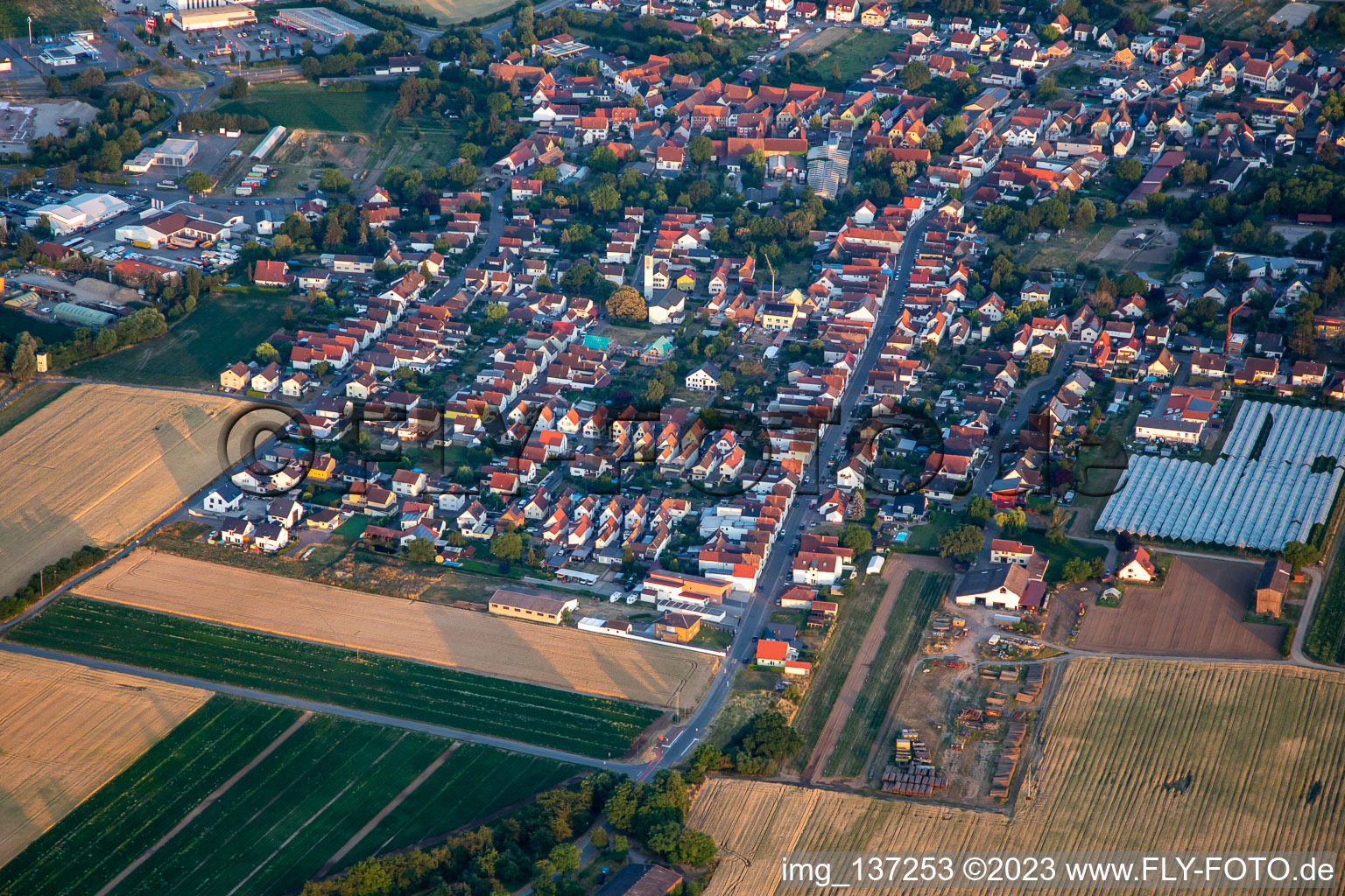 Vue aérienne de Bahnhofstr. à Schwegenheim dans le département Rhénanie-Palatinat, Allemagne