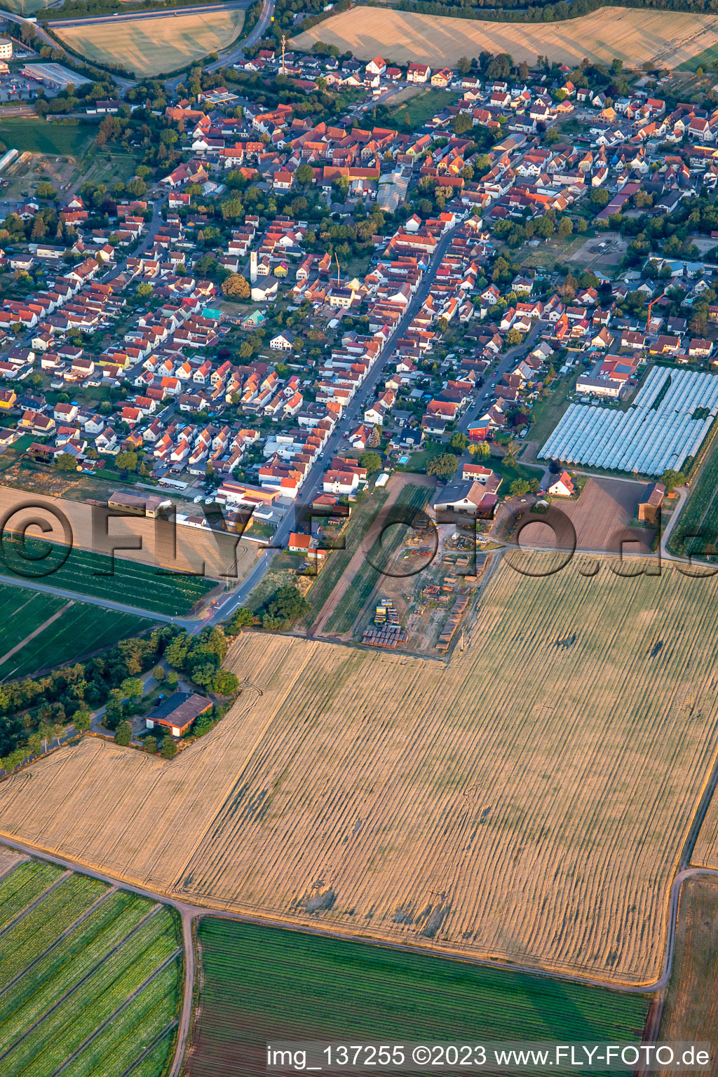 Vue aérienne de Bahnhofstr. à Schwegenheim dans le département Rhénanie-Palatinat, Allemagne