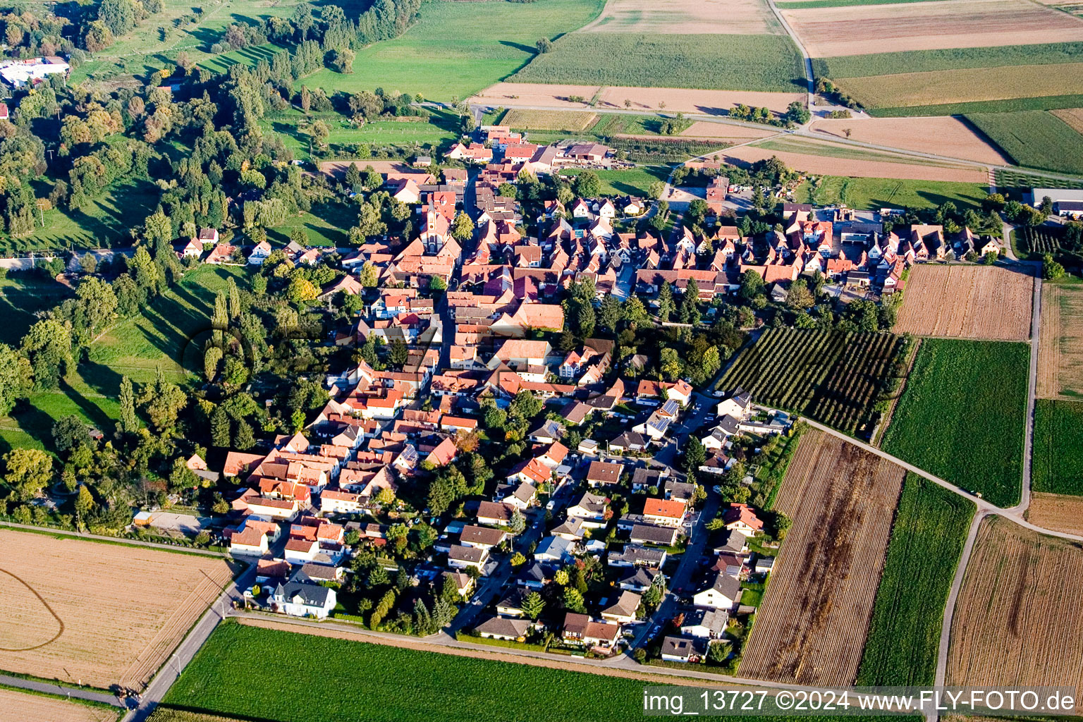 Quartier Mühlhofen in Billigheim-Ingenheim dans le département Rhénanie-Palatinat, Allemagne vu d'un drone