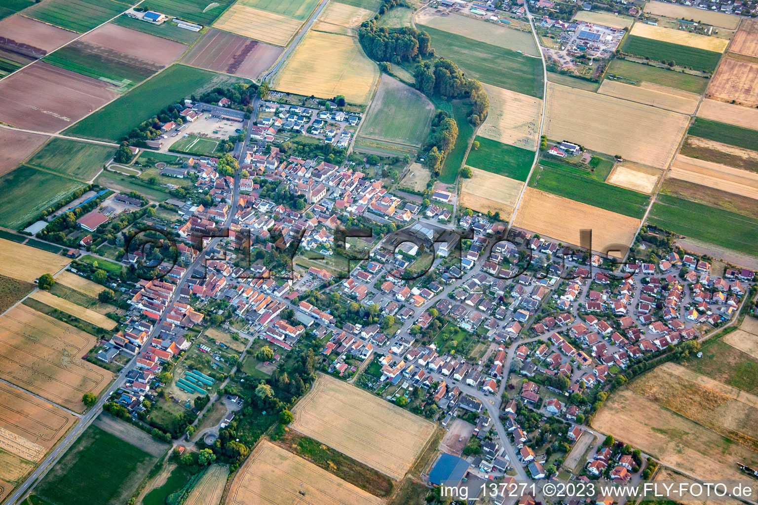 Vue aérienne de Du nord-est à Knittelsheim dans le département Rhénanie-Palatinat, Allemagne