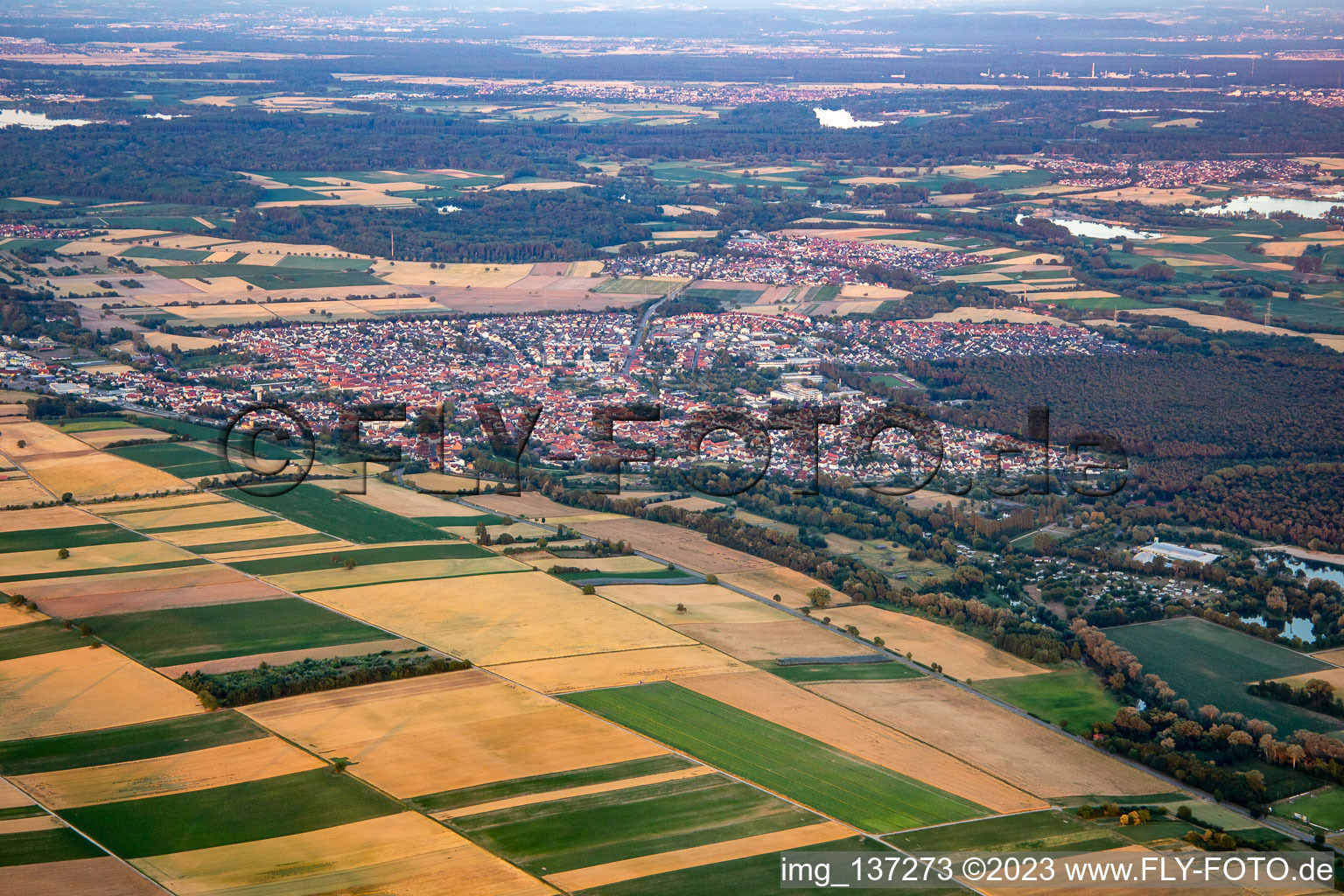 Vue aérienne de Du nord-ouest à Rülzheim dans le département Rhénanie-Palatinat, Allemagne