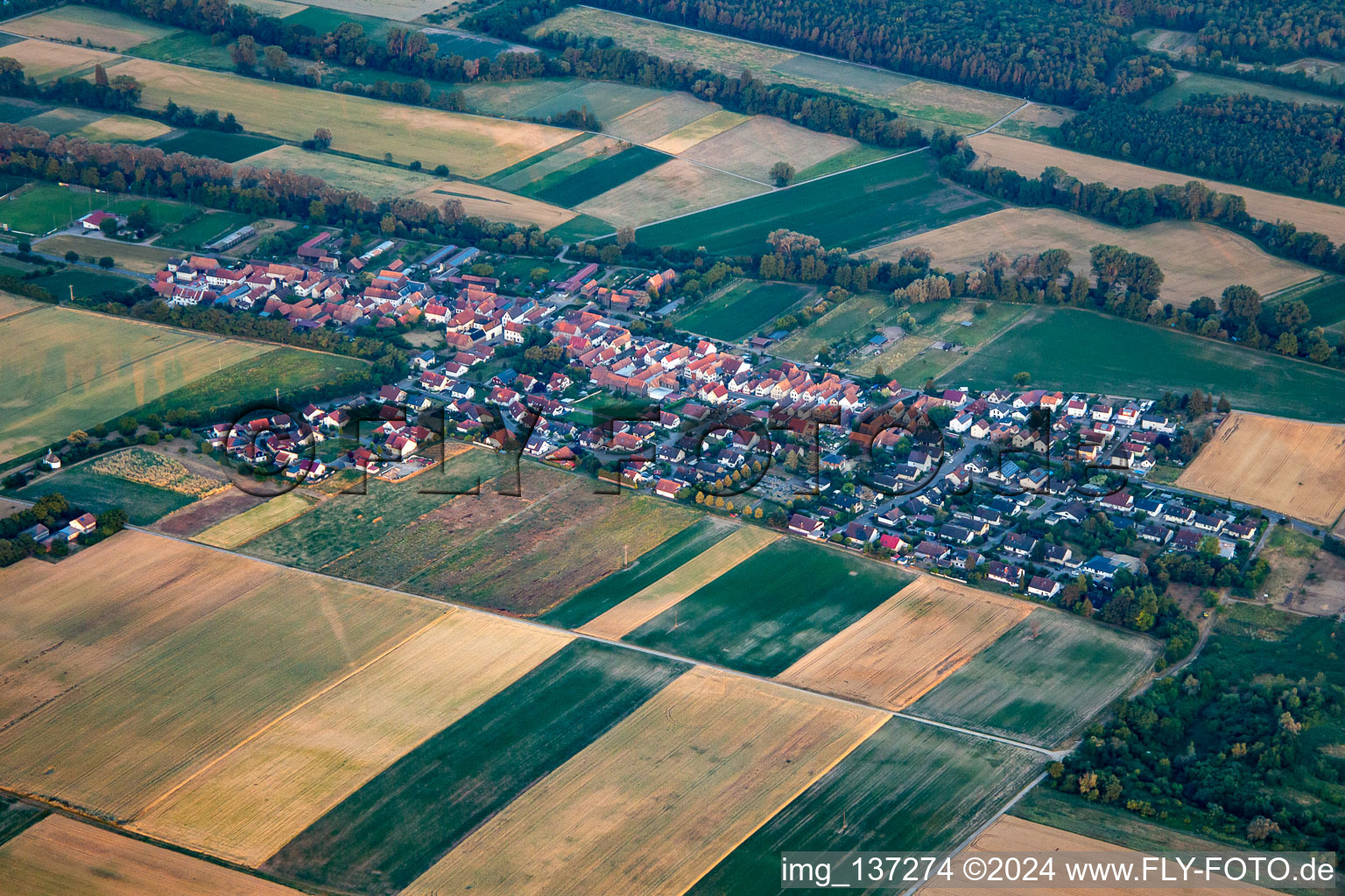 Vue aérienne de Du nord à Herxheimweyher dans le département Rhénanie-Palatinat, Allemagne