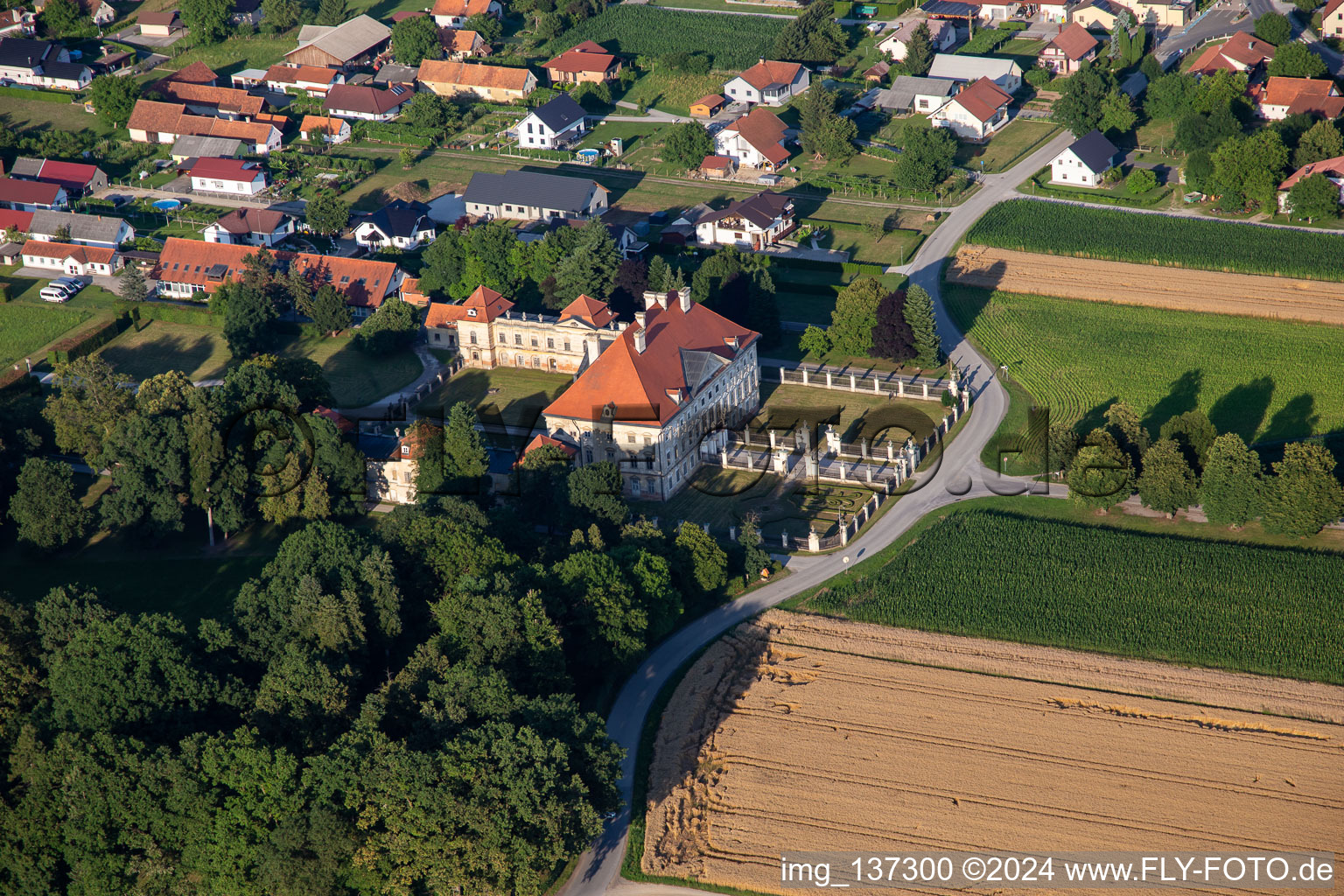 Vue oblique de Château de Dornau Dvorec Dornav à Dornava dans le département Slovénie, Slovénie