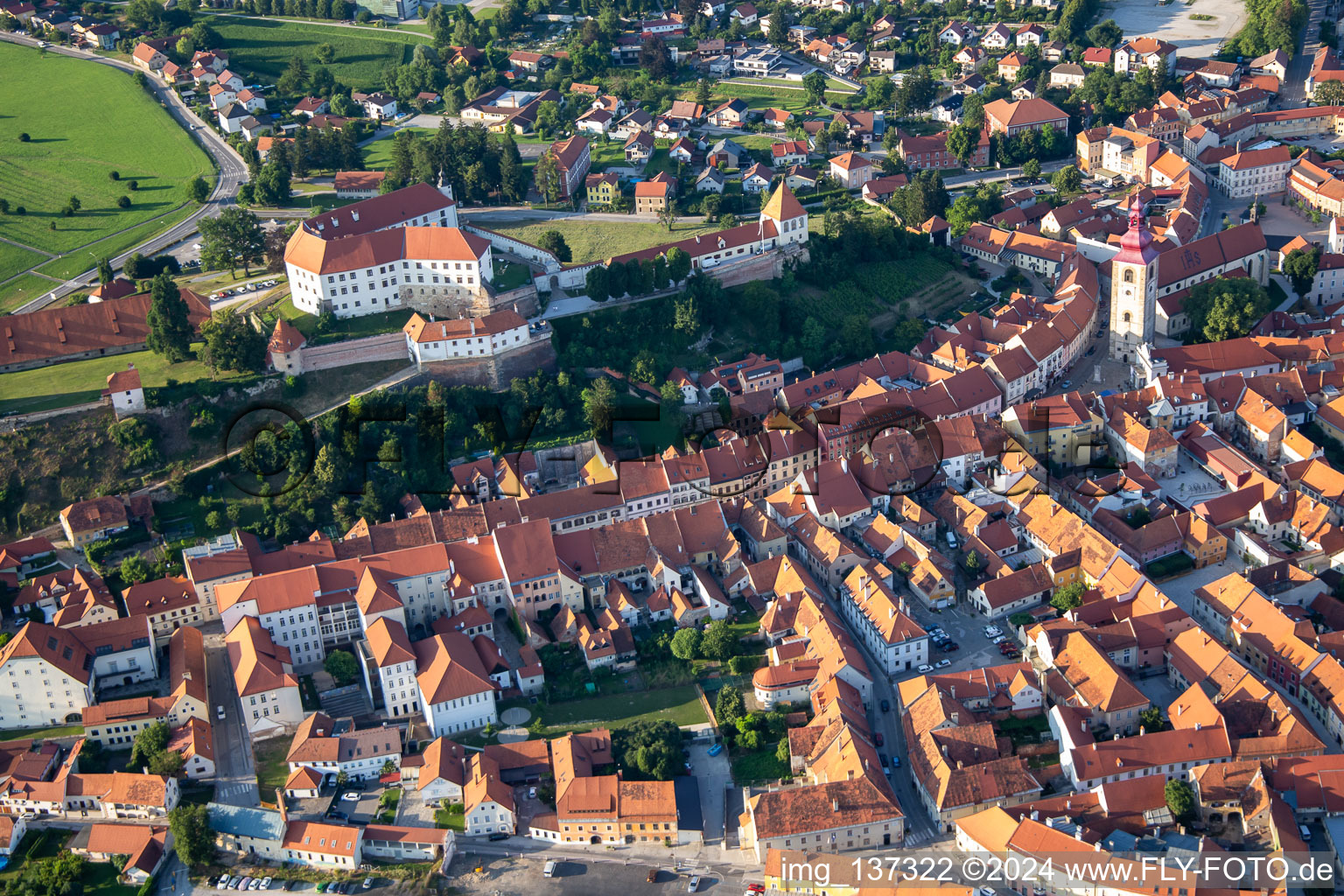 Vue aérienne de Ptuj dans le département Slovénie, Slovénie