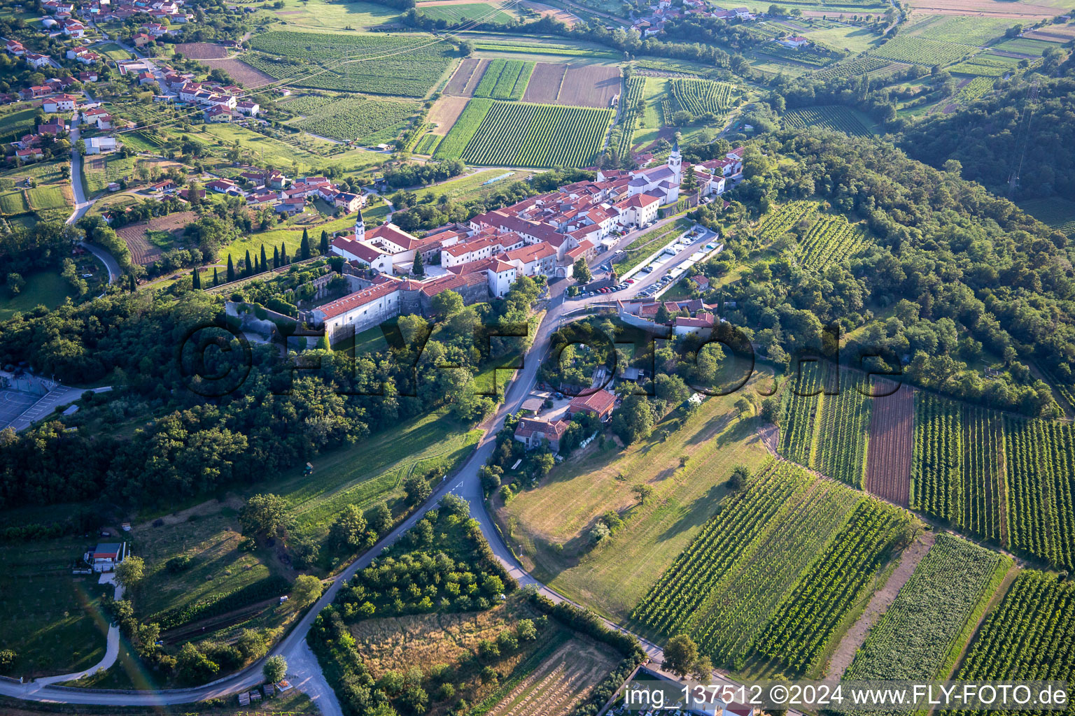 Photographie aérienne de Château Sainte-Croix / Grad Vipavski Križ à Ajdovščina dans le département Slovénie, Slovénie