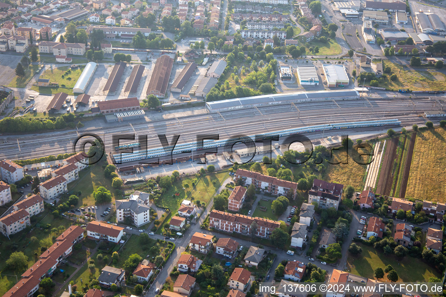 Vue aérienne de Gare de triage à Gorizia dans le département Gorizia, Italie