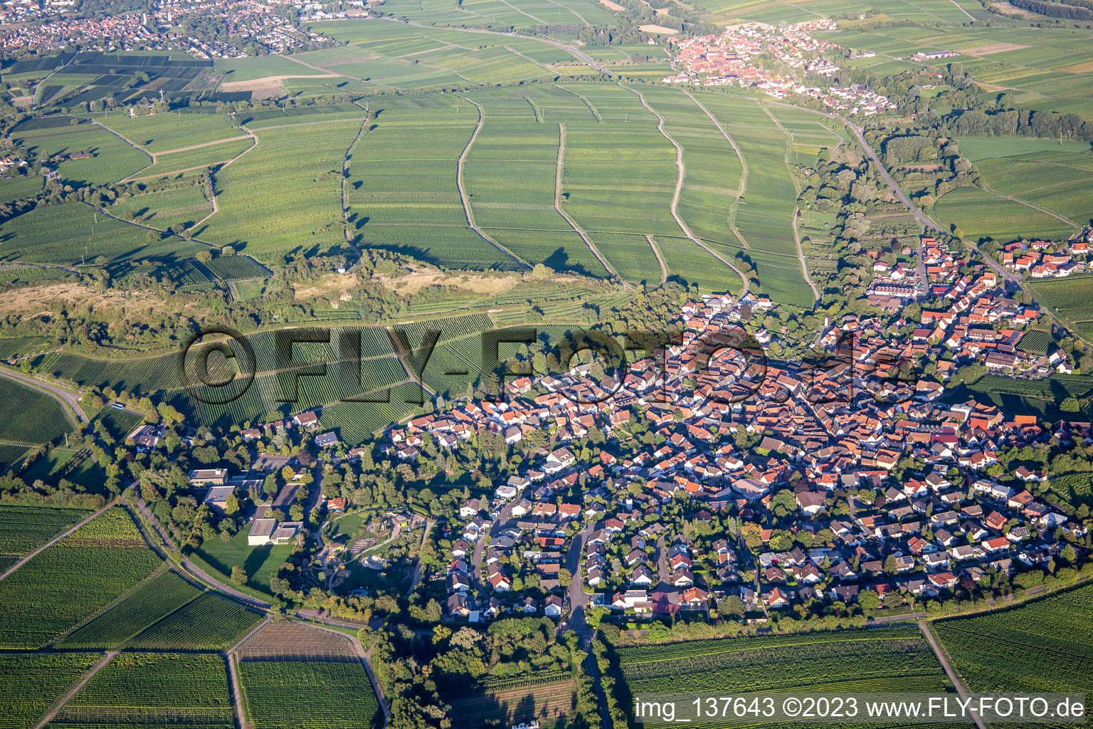 Vue aérienne de Sous le petit Kalmit à Ilbesheim bei Landau in der Pfalz dans le département Rhénanie-Palatinat, Allemagne