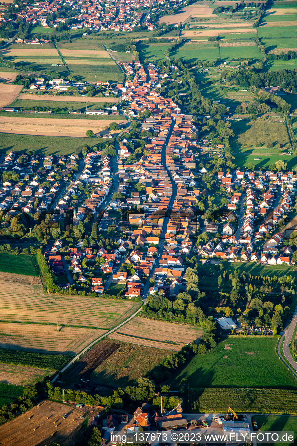 Vue aérienne de De l'ouest à Freckenfeld dans le département Rhénanie-Palatinat, Allemagne