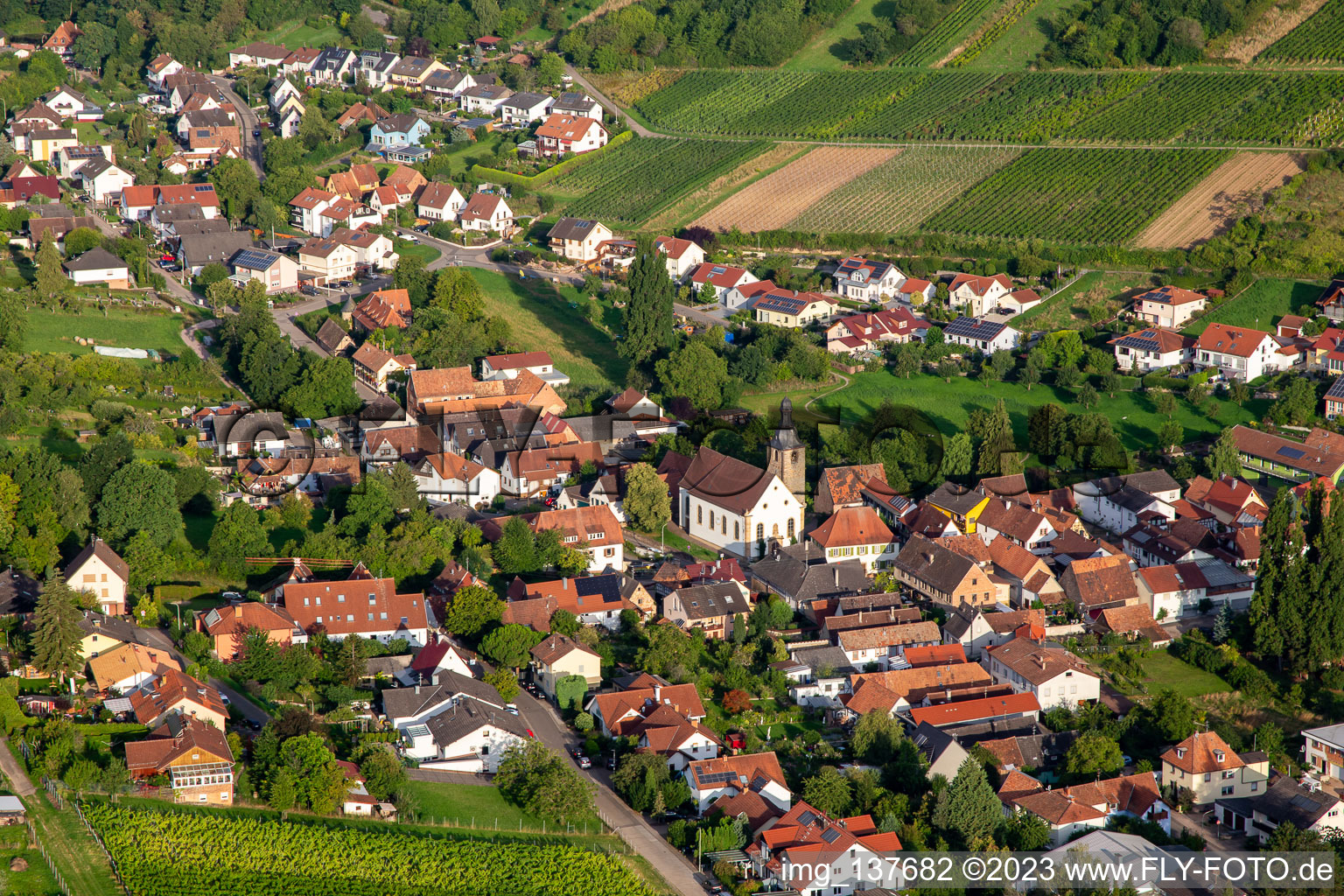 Vue aérienne de Saint-Simon à le quartier Pleisweiler in Pleisweiler-Oberhofen dans le département Rhénanie-Palatinat, Allemagne