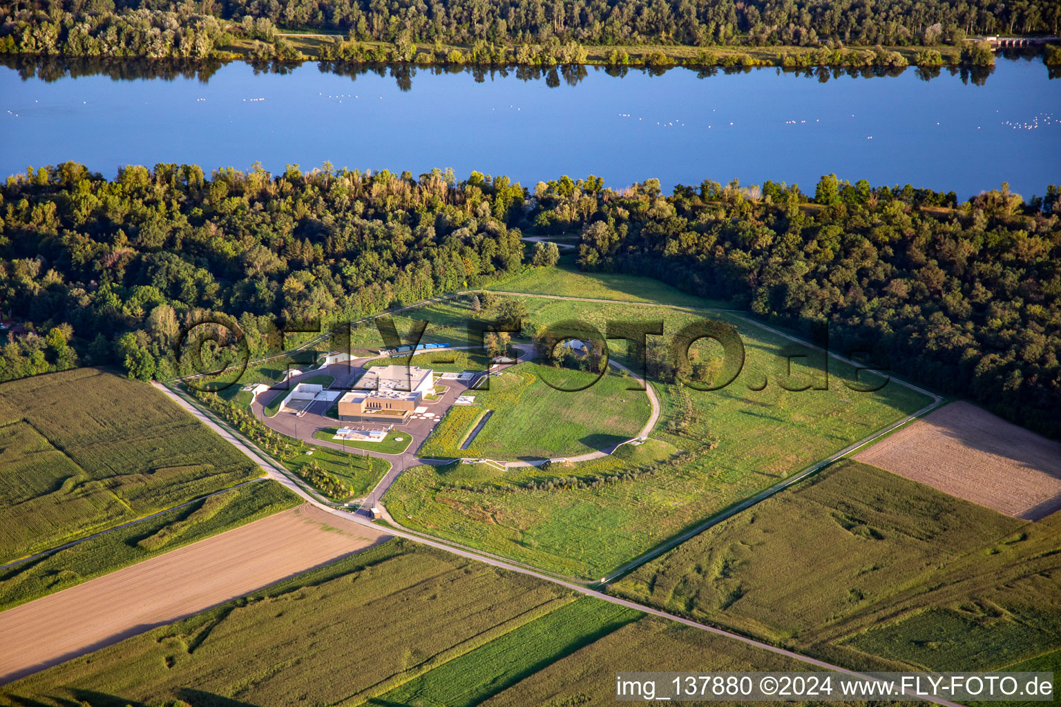 Vue aérienne de Au bout de la rue Fin de Banlieue à Plobsheim dans le département Bas Rhin, France