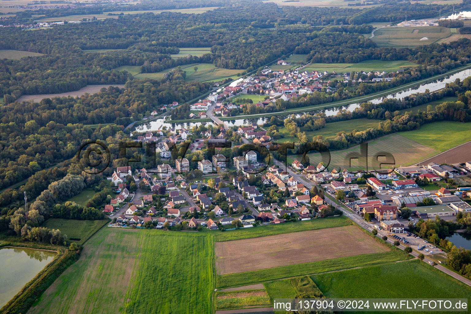 Vue aérienne de Rue des Marguerites à Erstein dans le département Bas Rhin, France