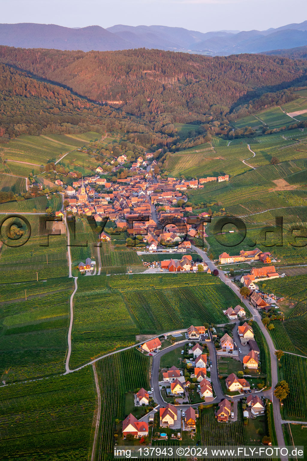 Vue aérienne de Blienschwiller dans le département Bas Rhin, France