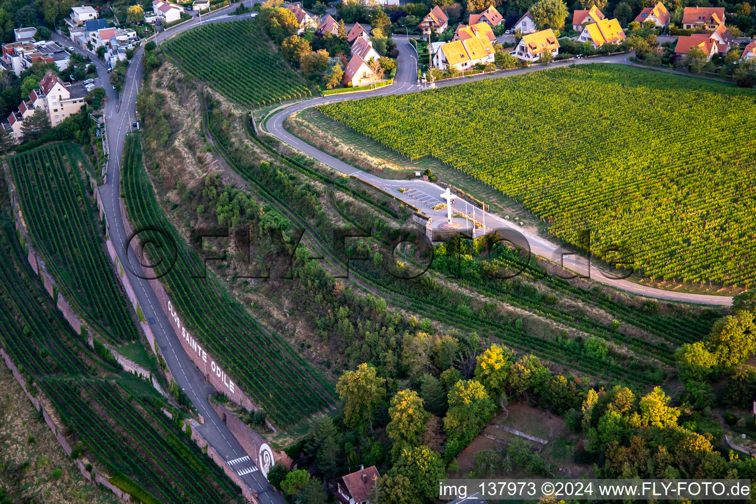 Vue aérienne de Mémorial National des Forces Incorporées à Obernai dans le département Bas Rhin, France