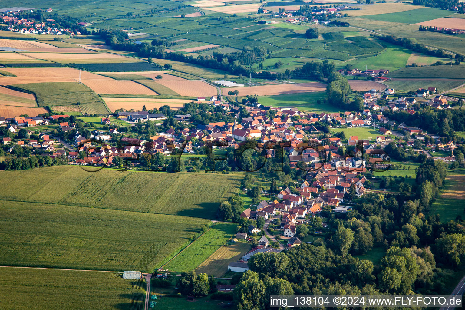 Vue aérienne de Du sud à Riedseltz dans le département Bas Rhin, France