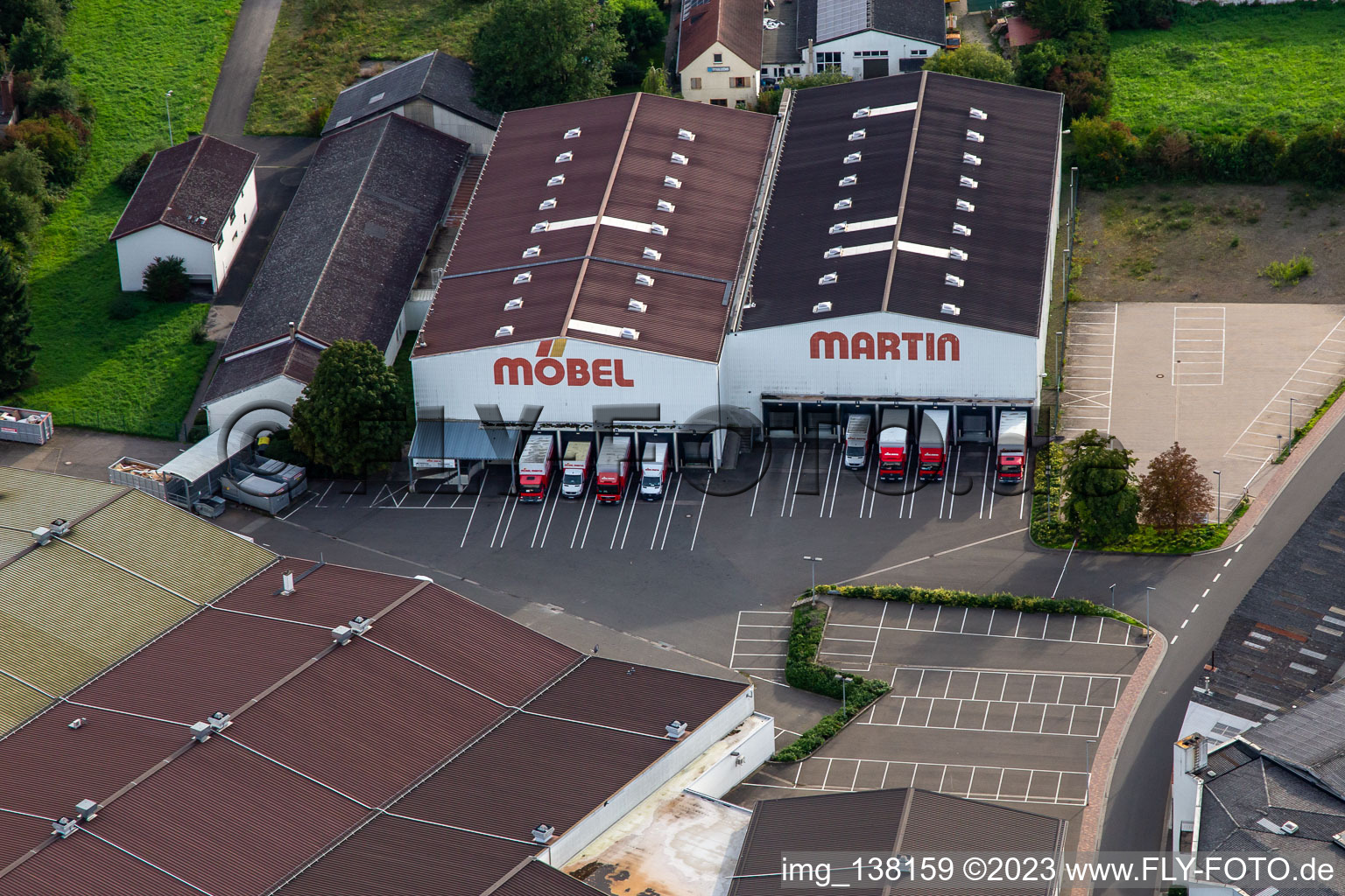 Vue aérienne de MEUBLES MARTIN Meisenheim à Meisenheim dans le département Rhénanie-Palatinat, Allemagne