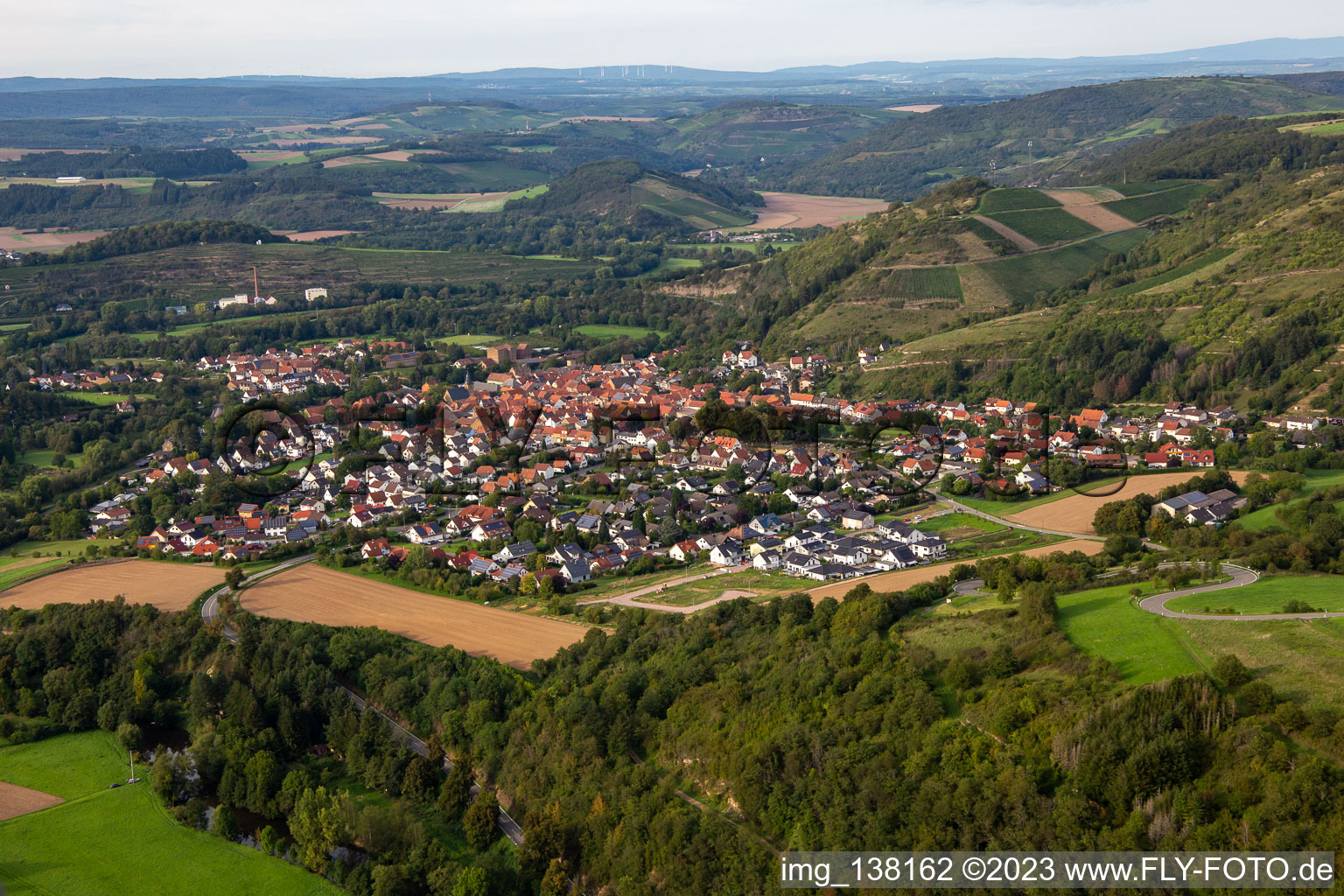 Vue aérienne de Du sud à Odernheim am Glan dans le département Rhénanie-Palatinat, Allemagne
