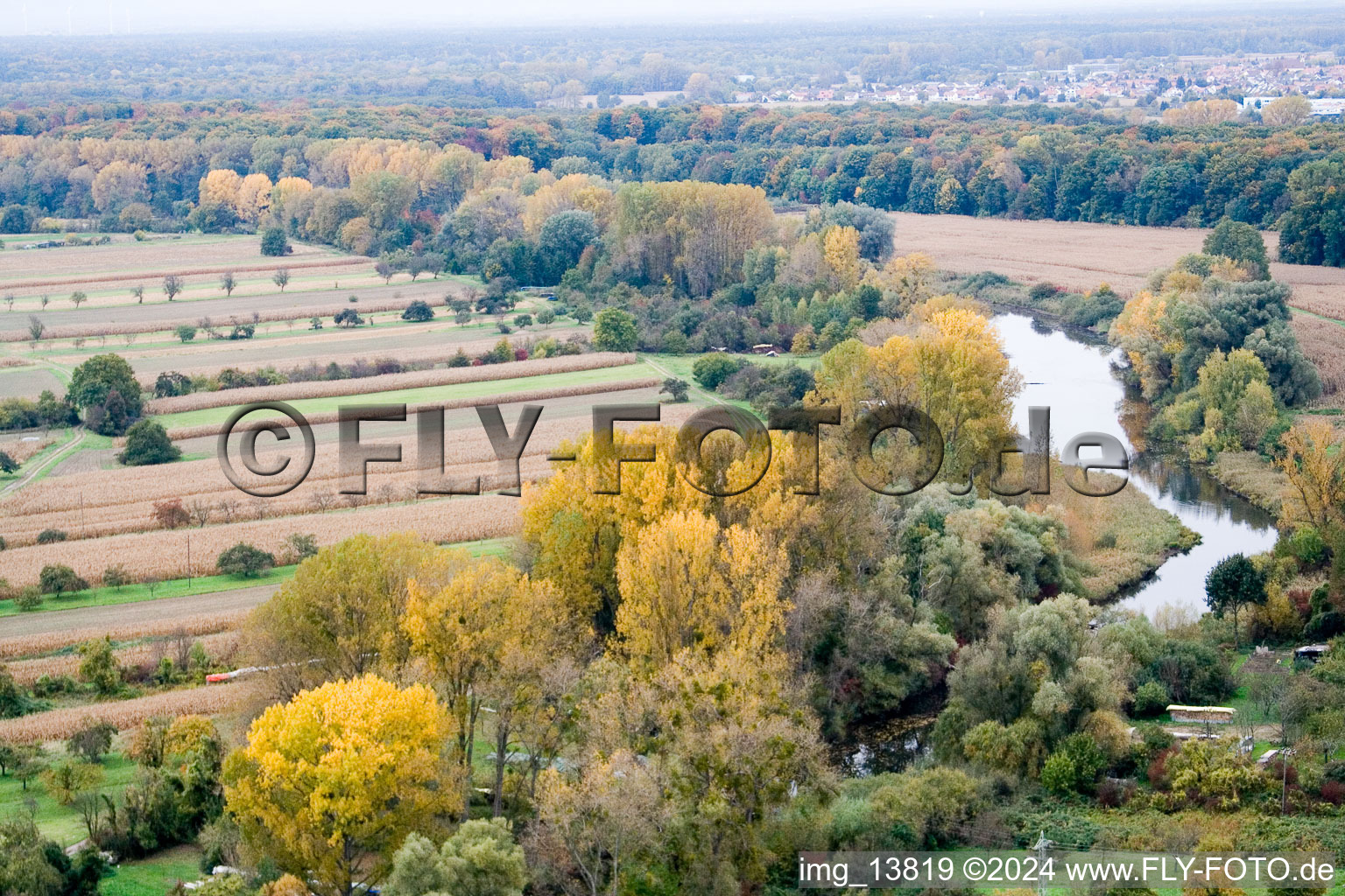 Quartier Neuburg in Neuburg am Rhein dans le département Rhénanie-Palatinat, Allemagne du point de vue du drone