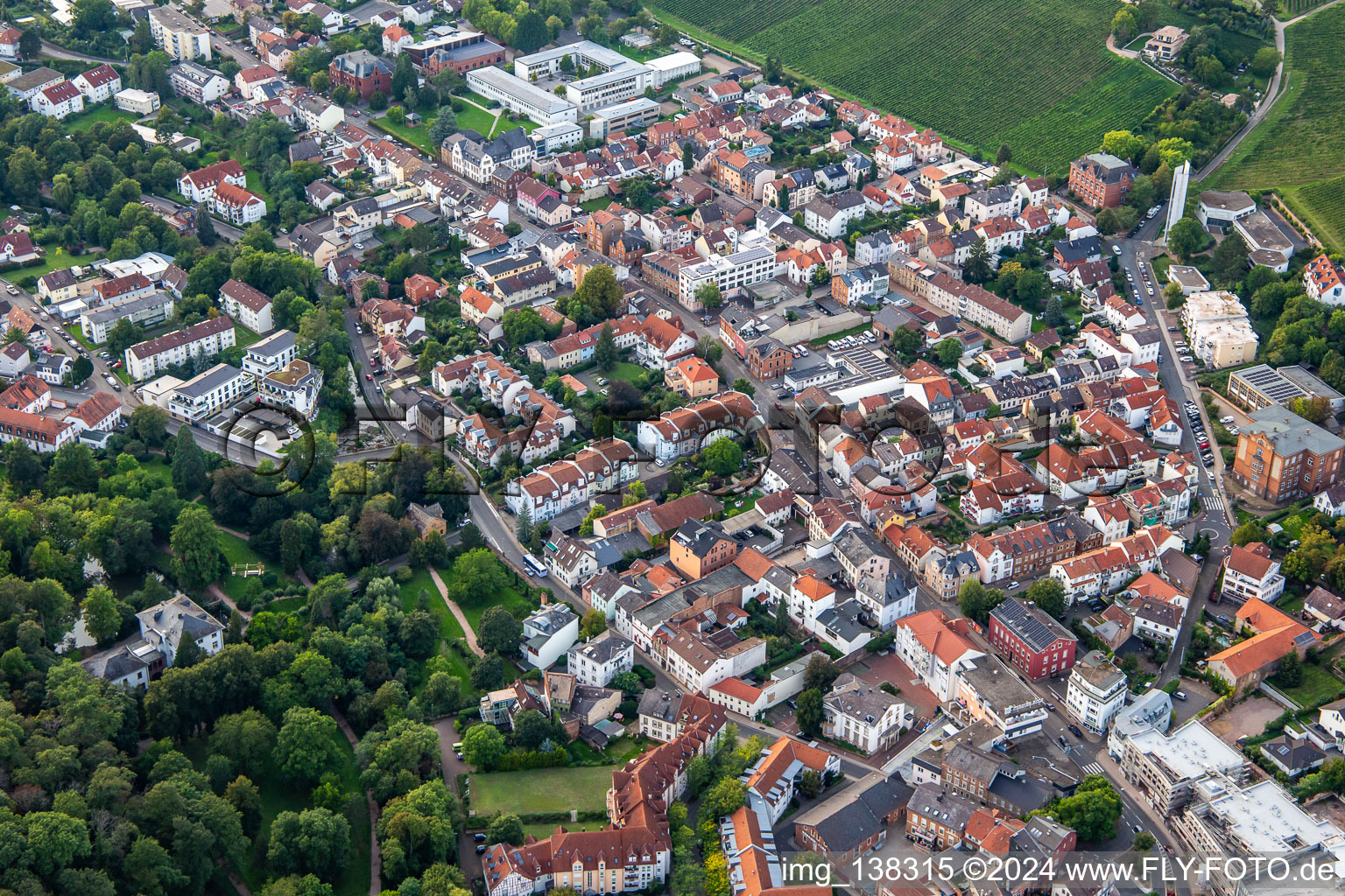 Vue aérienne de Rue Rüdesheimer à Bad Kreuznach dans le département Rhénanie-Palatinat, Allemagne