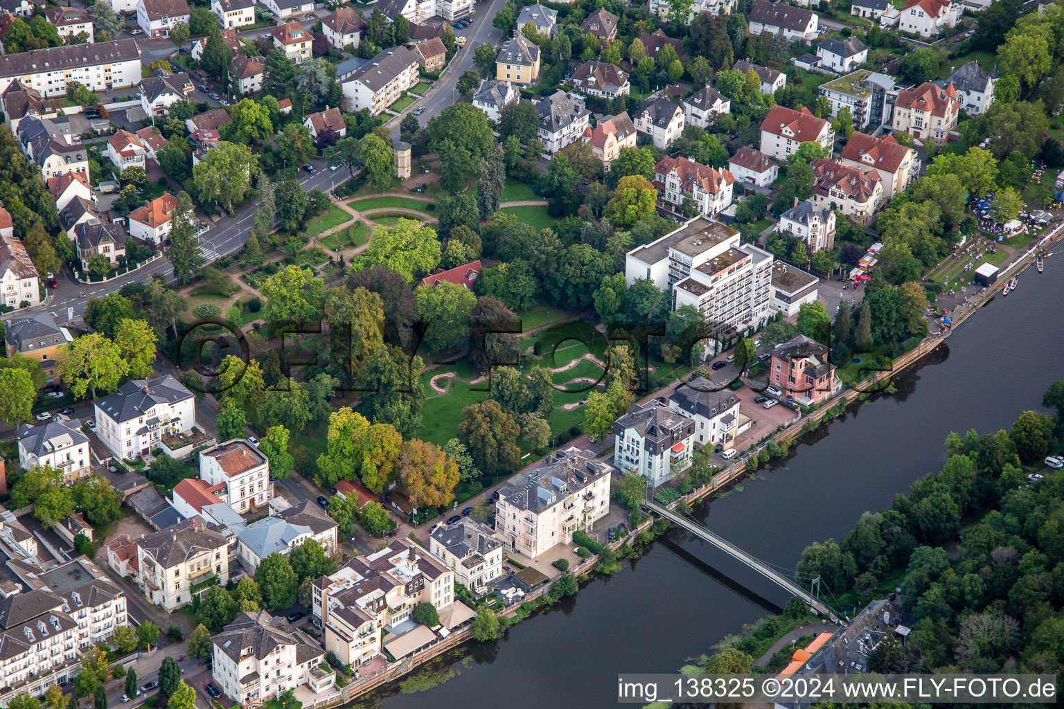 Vue aérienne de Parc des Orangers à Bad Kreuznach dans le département Rhénanie-Palatinat, Allemagne