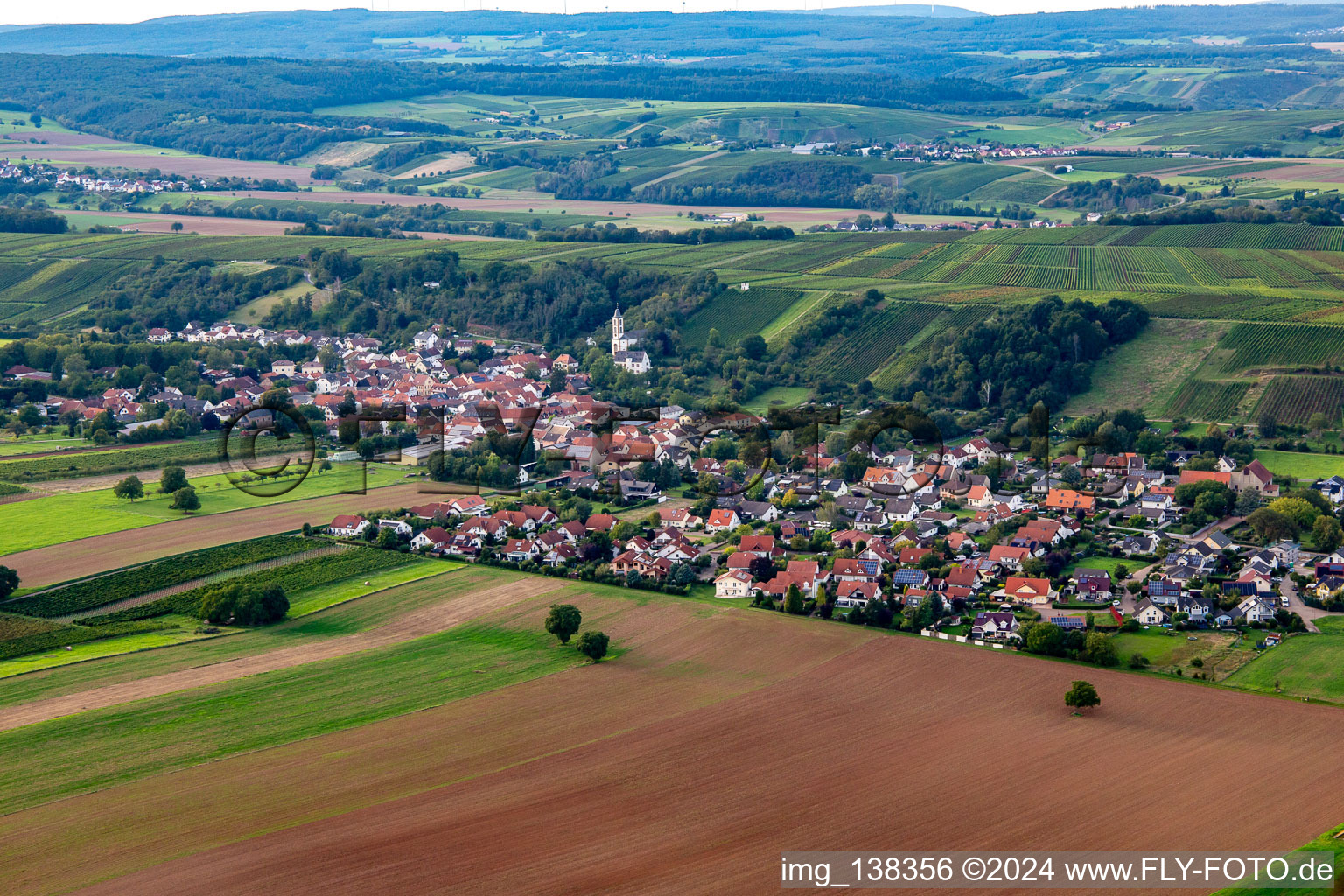 Vue aérienne de Mandel dans le département Rhénanie-Palatinat, Allemagne