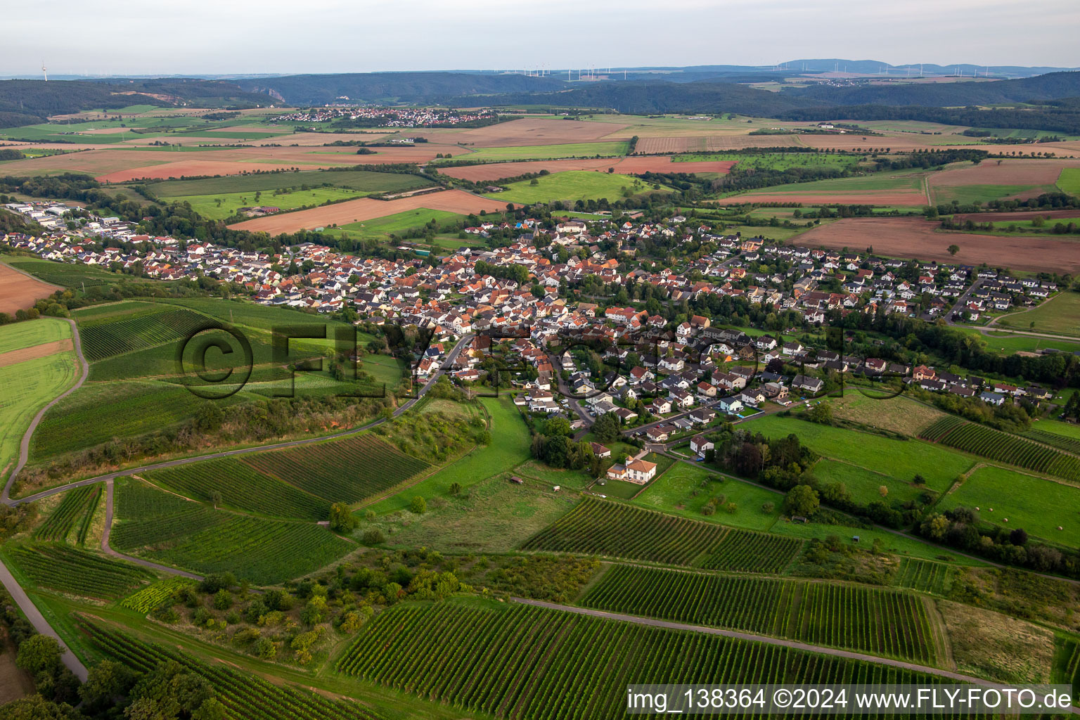 Vue aérienne de Du nord à Weinsheim dans le département Rhénanie-Palatinat, Allemagne